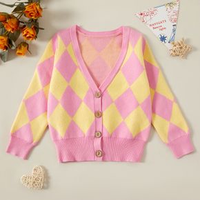 Fashionable Kid Girl Sweet Button Design Plaid Cardigan Sweater